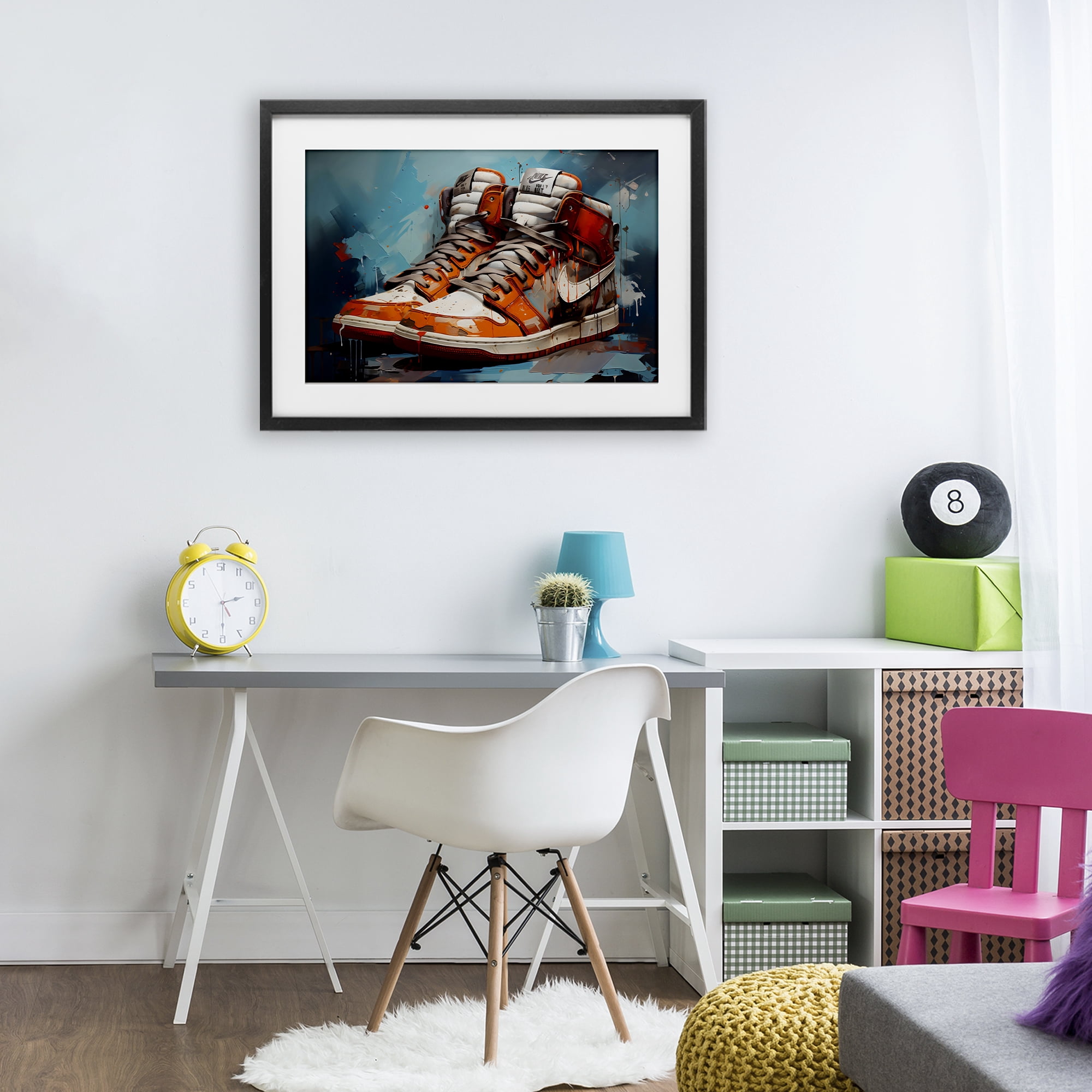 Stupell Industries Red & White Sneakers Splash Black Framed Print Under Glass, design by Creative Studio