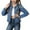 Blue, variant on Hooded Puffer Coat 9-10 Years,Stylish Distressed Denim Jacket For Girls With Notched Collar Outerwear For Teen Girls And Preteen Casual Coat Blue