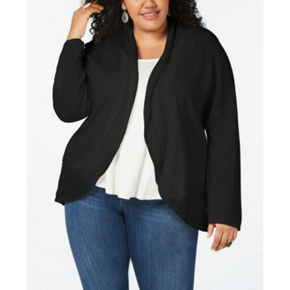 Style & Co. Cardigan Ouvert à Bordure au Crochet pour Femmes Grande Taille