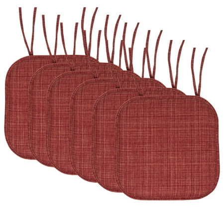 Aria Memory Foam Non-Slip Chair Cushion Pad with Ties 6 Pack - Multi Burgundy