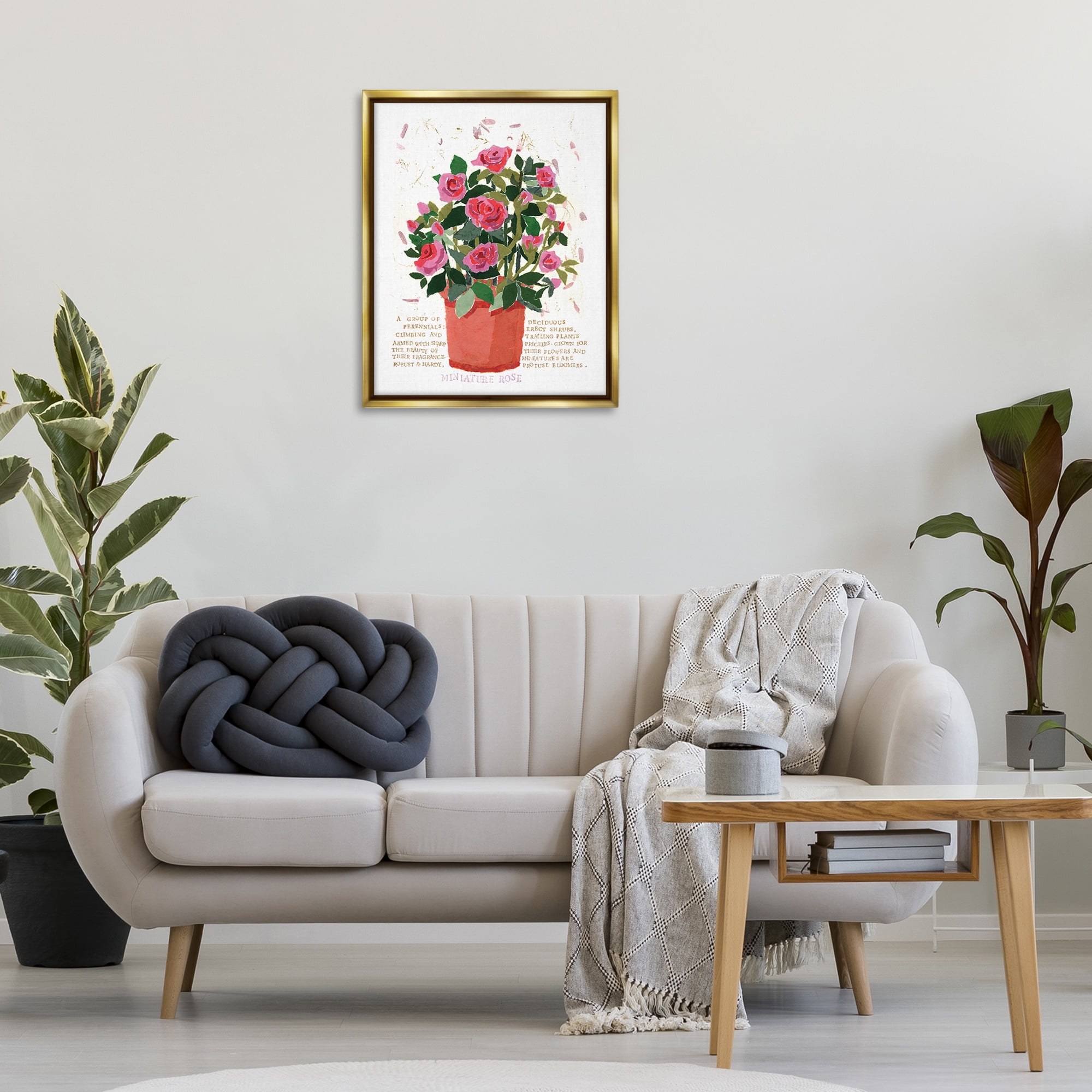 Stupell Industries Mini Roses Bouquet Botanical & Floral Painting Gold Floater Framed Art Print Wall Art, 25 x 31