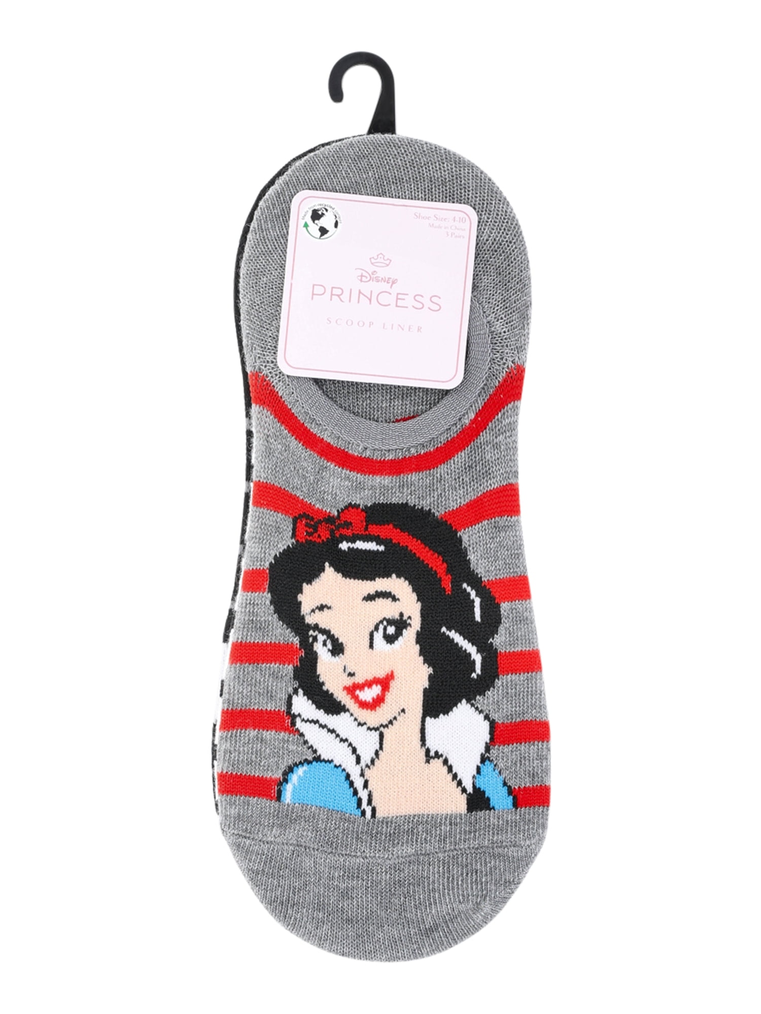 Disney Snow White Women's Scoop Liner Socks, 3-Pack, Size 4-10