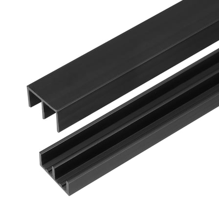 4Set Plastic Sliding Door Track, 1.64Ft Sliding Glass Cabinet Window Track Hardware Set for 1/4" Thick Panels, for Small Bypassing Closet Door, Black