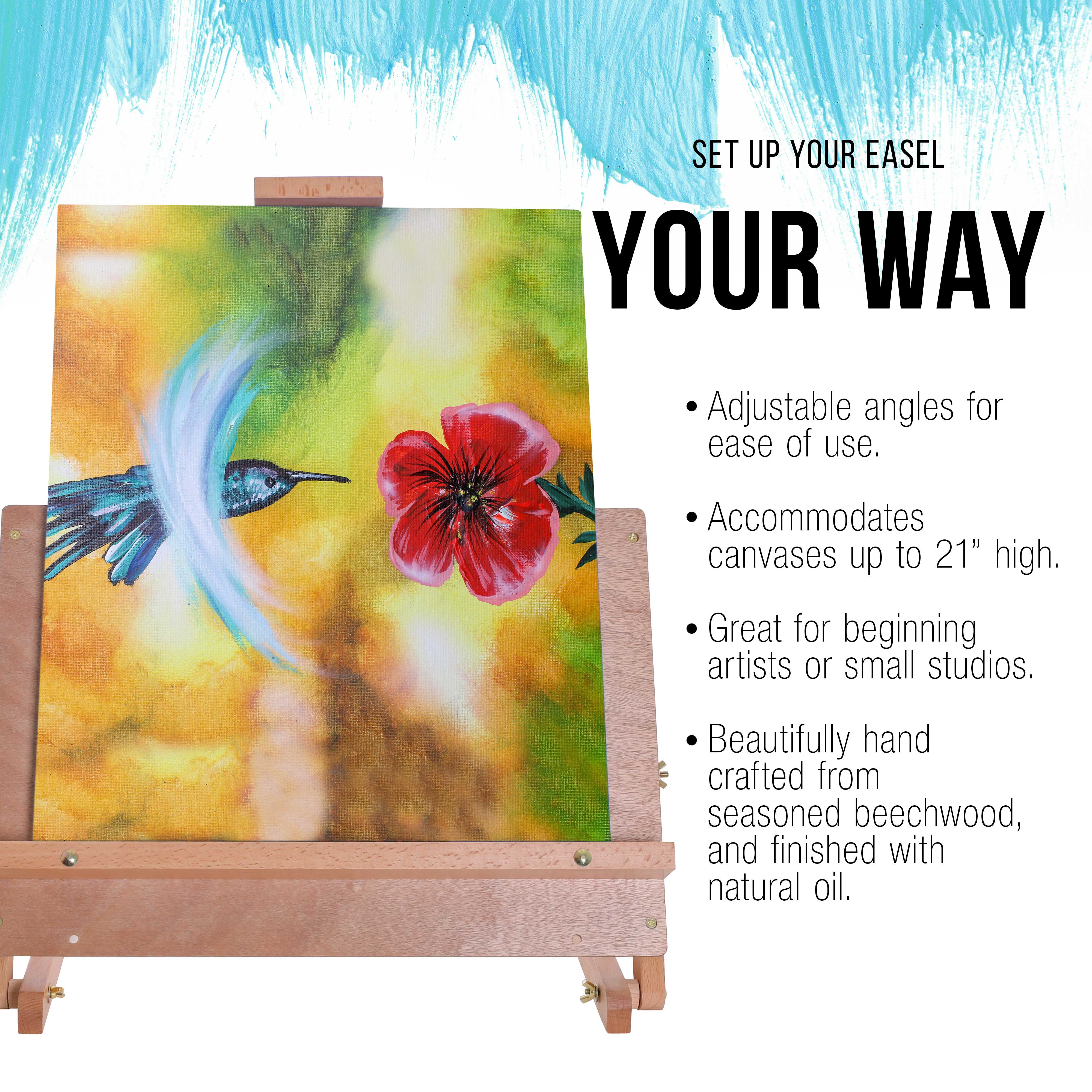 U.S. Art Supply Cancun Wooden Tabletop Artist Easel, 27" photo 4