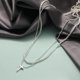 thumbnail image 4 of Gargantilla en capas, collar de cruz de perlas doradas para mujer, collar de disco de barra multicapa, gargantilla ajustable en capas de plata para mujer, 4 of 5