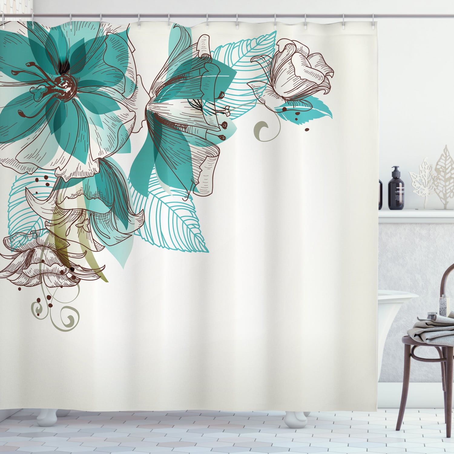 Details about   Modern Shower Curtain Wild Forest Leaf Flowers Print for Bathroom 