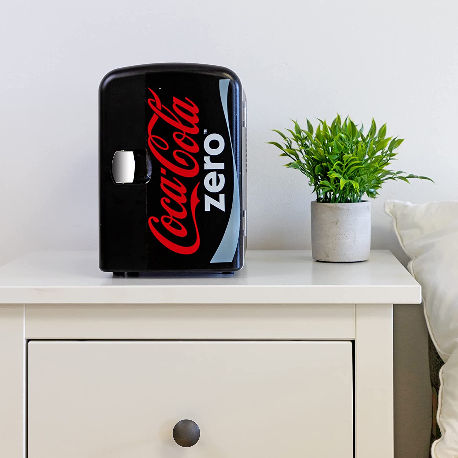 Zero  Fridge - 6 Can Portable Refrigerator for Car Office Dorm, 12V/110V Dual Power Beverage Cooler with Thermoelectric Cooling