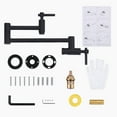thumbnail image 5 of WOWOW Pot Filler Faucet Wall Mount, Folding Kitchen Faucet with Double Joint Swing Arm, Single Hole Stretchable Brass Faucet with 2 Handles, Black Pot Filler above Stove, 5 of 5