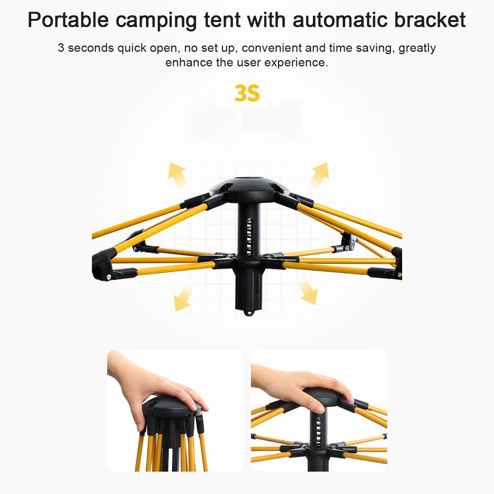 3-4 Person  Camping Dome Tent, Quick Setup Windproof & Rainproof Ultraviolet Protecting Shelter with 2 Door & 2 Window for  Camping Hiking Backpacking Beach