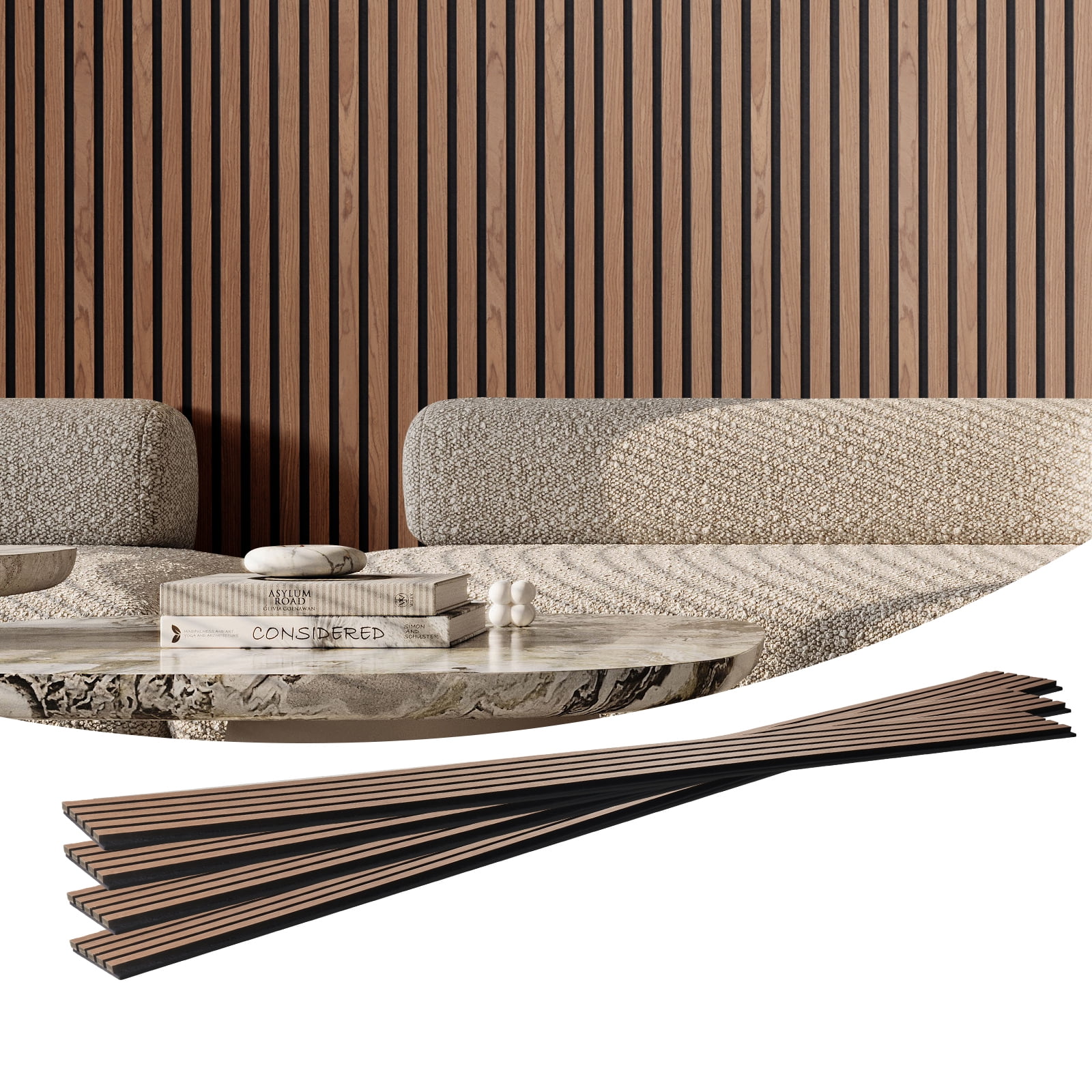 VEVOR Wood Slat Acoustic Panels, 23.6 x 47.2 inch, MDF Accent