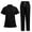 01-Black, variant on Ecqkame Scrub for Women Sets Solid V-Neck Short Sleeve Tops and Long Pants Nurse's Workwear Lightweight Suits with Pockets Black-A S