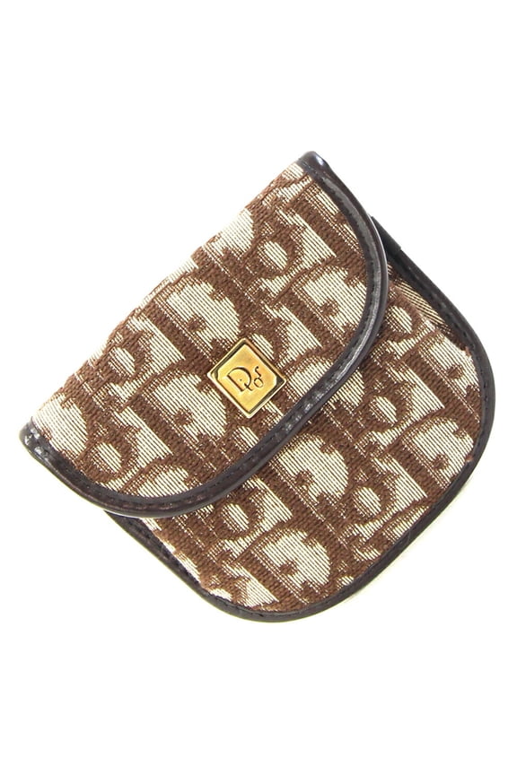 Pre-Owned Christian Dior Dior coin case, brown jacquard canvas and leather, compact wallet,...