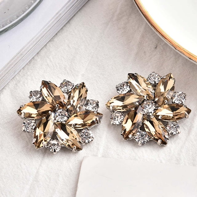 2x Clips de imitación extraíbles. Joyería Decoración Boda Hebilla para Sandalias , Marrón