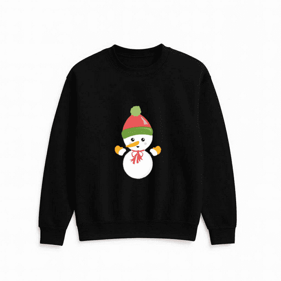 Christmas Snowman Bow Hat Carrot Nose Festive Holiday Winter Cartoon Sweatshirt, up to size 5XL