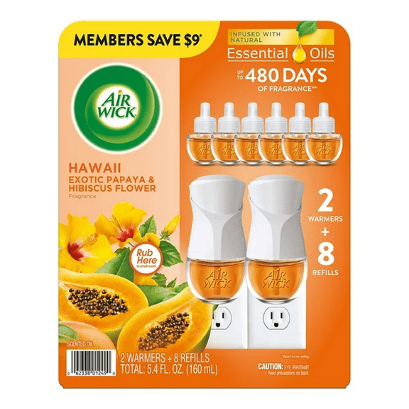 Air Wick Scented Oil Kit, Hawaii Exotic Papaya & Hibiscus Flower, 2 warmers   8 refills