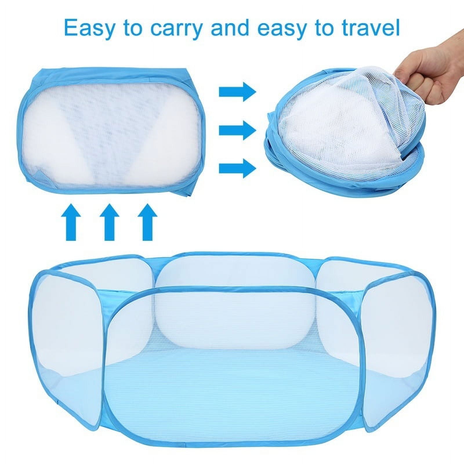 Small Animals Cage Tent, Breathable & Transparent Pet Play Pop O Outdoor/Indoor Exercise Fence, Portable Yard Fence for Guinea Pig, Rabbits, Hamster, Chinchillas and Hedgehogs