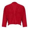 thumbnail image 6 of UDAUDU Women's Sheer Mesh Crop Tops Shrug 3/4 Sleeve Going Out Lightweight 2026 Spring Summer Cardigan Jacket Red XL, 6 of 7