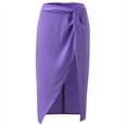 thumbnail image 4 of Sngxgn Women's Summer Solid Split Hem Mini Skirt(Purple,M), 4 of 5