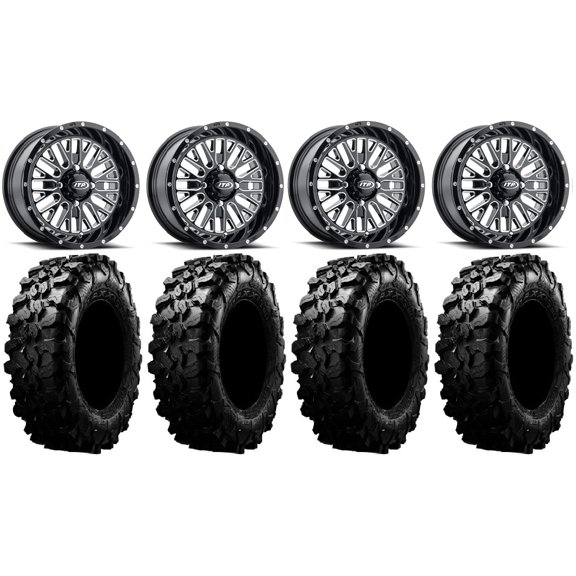 ITP Momentum 14" Wheels Milled 28" Carnivore Tires Sportsman 550 850 1000