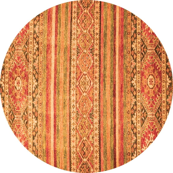 Ahgly Company Indoor Round Abstract Orange Modern Area Rugs, 5' Round