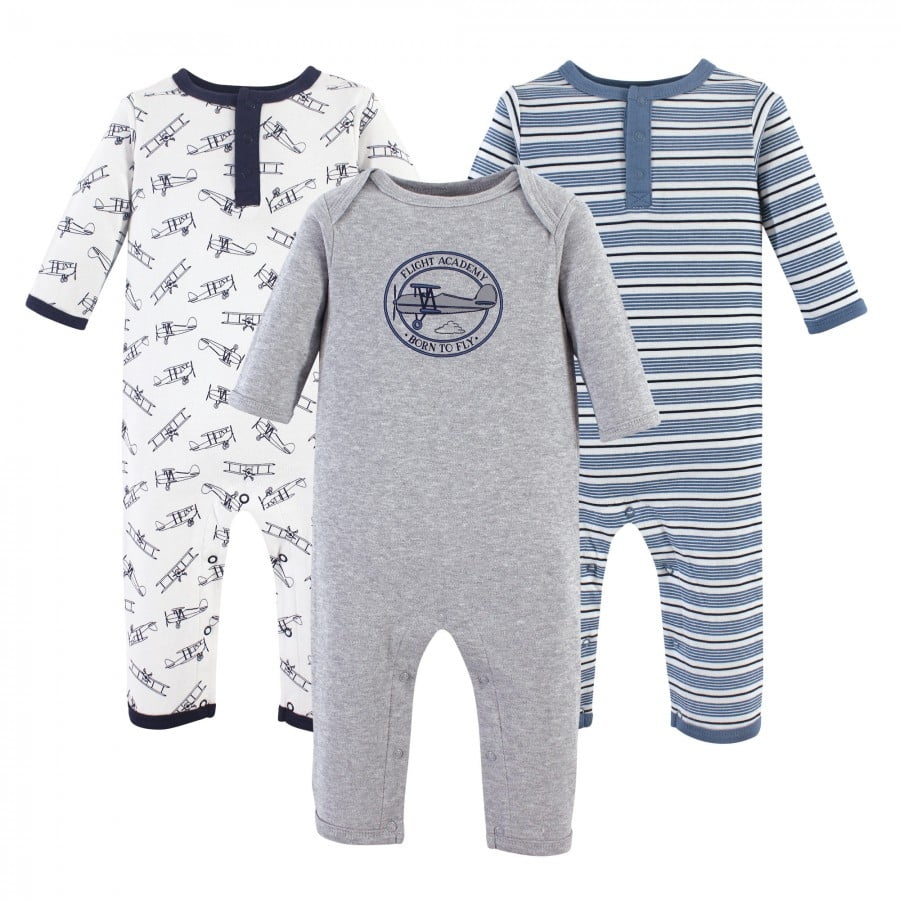 Hudson Baby Hudson Baby Infant Boy Cotton Coveralls 3pk, Aviation, 1824 Months