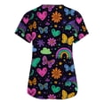 thumbnail image 4 of Cartoon Printed Scrubs For Women Vneck Medical Scrub Tops Short Sleeve Stretch Nurse Uniform Fashion Scrub Tops With Pocket Navy M, 4 of 5