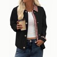 thumbnail image 7 of Nokdvo Womens Short Jackets Fall Winter Plaid Collar Zipper Casual Overcoat Lapel Snap Button Single Breasted Outerwear with Pockets,Black M, 7 of 7