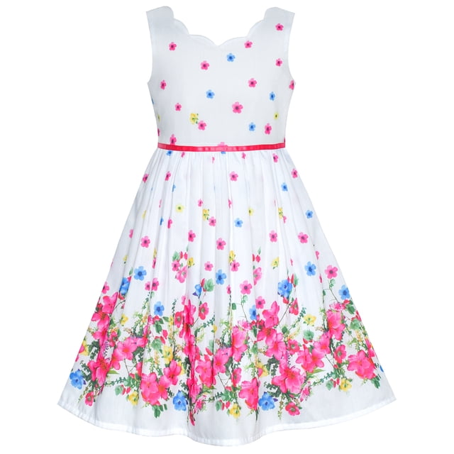 Robe Fille Rose Fleur Pétales Été Robe d'Été 10 Ans