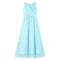 thumbnail image 3 of renvena Kids Girls V-neckline Chiffon Pleated Flower Dress Wedding Maxi Gown, 3 of 7