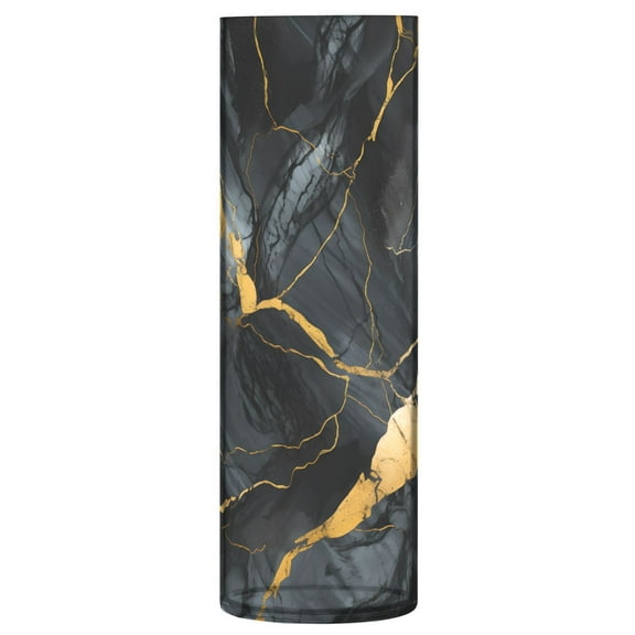 JSTEL Gold & Black Marble Flower Vase Decorative Floreros for Home Decor Bedroom Living Room Office Table Shelf Bathroom