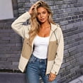 thumbnail image 4 of CFLVAEK Plus Size Rain Jacket for Women Waterproof Color Block Raincoat Lightweight Zip Up Lapel Windbreaker for Outdoor Hiking Khaki M, 4 of 6