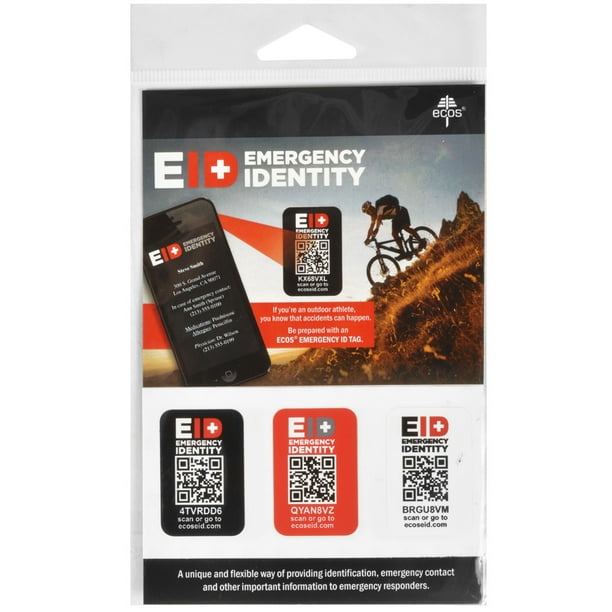 Ecos Emergency Qr Code Identity Stickers 3 Pack Walmart Com Walmart Com