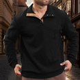 thumbnail image 5 of Blekii Men's Jacquard Knit Sweatshirt, Button Detail Stand Collar Pullover, Textured Pattern Long Sleeve Top, Smart Casual Layer for Spring/Fall, Lightweight And Breathable, Stylish, 5 of 5