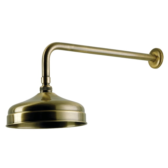 Kingston Brass K124K13 Trimscape 8" Round Raindrop Brass Shower Head with 17" Shower Arm, Antique Brass