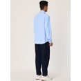 thumbnail image 4 of Lars Amadeus Camisa de lino para hombre, manga larga, informal, con botones, para playa, cargo Azul claro M Unique Bargains Camisa, 4 of 5