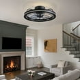 thumbnail image 5 of HOOMEDELIER 19" Flush Mount Ceiling Fan with Light - Low Profile Indoor Caged Fan with Tri-Color Dimming,7 Blades, Remote Control & Timer, 5 of 14