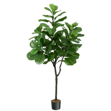 6FT Artificial Fiddle Leaf Fig Tree - Lifelike Faux Silk Ficus Tree for Home & Office Decor