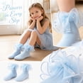 thumbnail image 4 of Abcomgle Ruffle Socks Lace Frilly Ankle Dress Socks For Girls | 1-8 Years Old Princess Growing School Party Outfit Flower Girl Church Socks Light Blue, 4 of 7