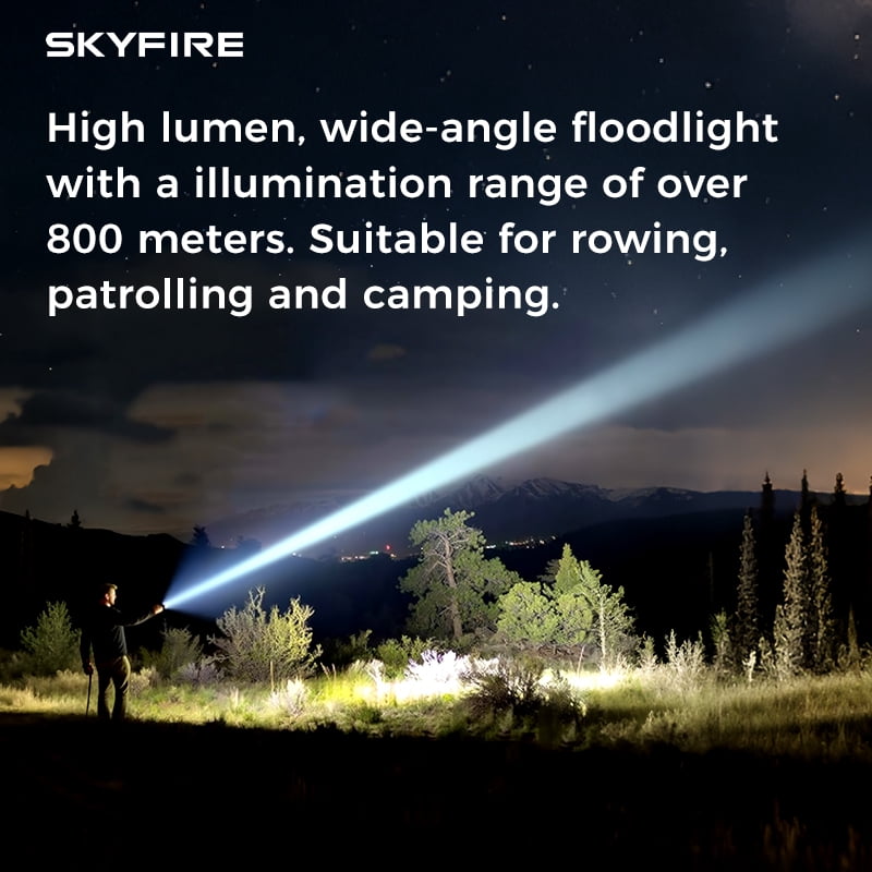 SKYFIRE Adjustable Focus LED Flashlight 5 Modes 16Hr Runtime Camping Home
