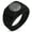 Black, variant on Stainless Steel All Seeing Eye Novus Ordo Seclorum Geometric Pattern Step-Down Biker Style Polished Ring