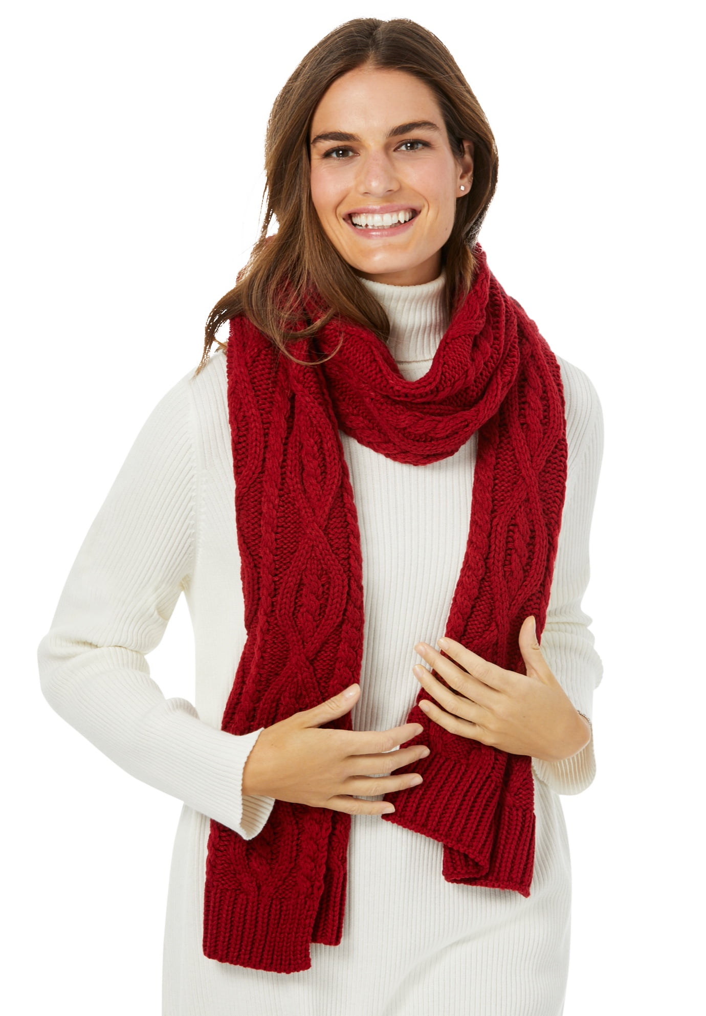 Red cable knit scarf Clearance