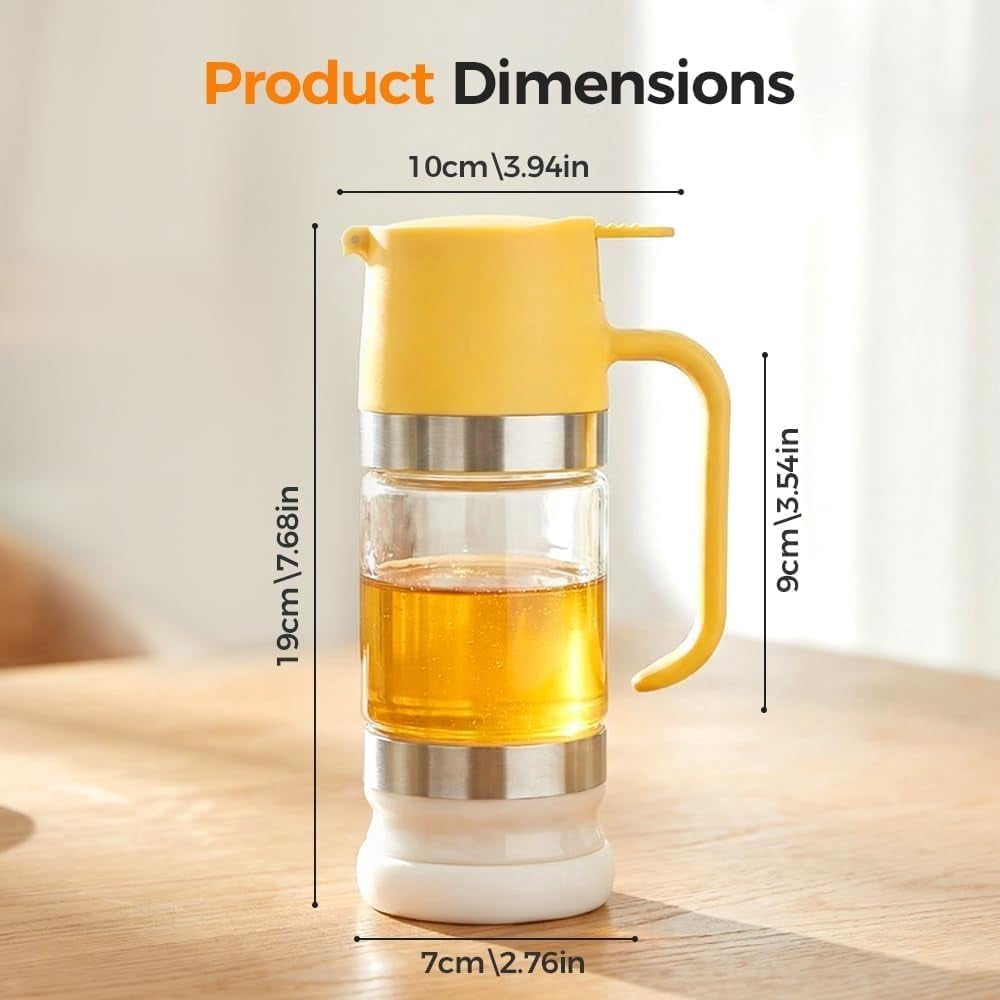 Honey Dispenser No Drip with Base,12 OZ Glass Honey Jar, Refillable No Drip Honey Jar with Handle, Clear Glass Syrup Dispenser for Honey, Maple Syrup, Coffee, Tea & Pancakes(Yellow,300ml)