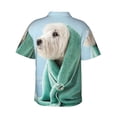 thumbnail image 3 of Bixox Men's Hawaiian Shirts Men's Dog Wrapped in Towel Print Short-Sleeve Shirt-Medium, 3 of 8
