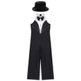 thumbnail image 3 of TiaoBug Kids Girls Magician Outfit Sleeveless Bowtie Tuxedo Leotard Jazz Dance Jumpsuit with Hat Black 8, 3 of 5