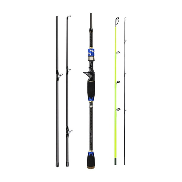 Dynwaveca Travel Fishing Rod Fishing Rod Heavy Surf Casting Stainless Steel Line Guides W/ Ceramic Rings 4 Piece Fishing Rod For Bass Pike 2.1m Blue 2