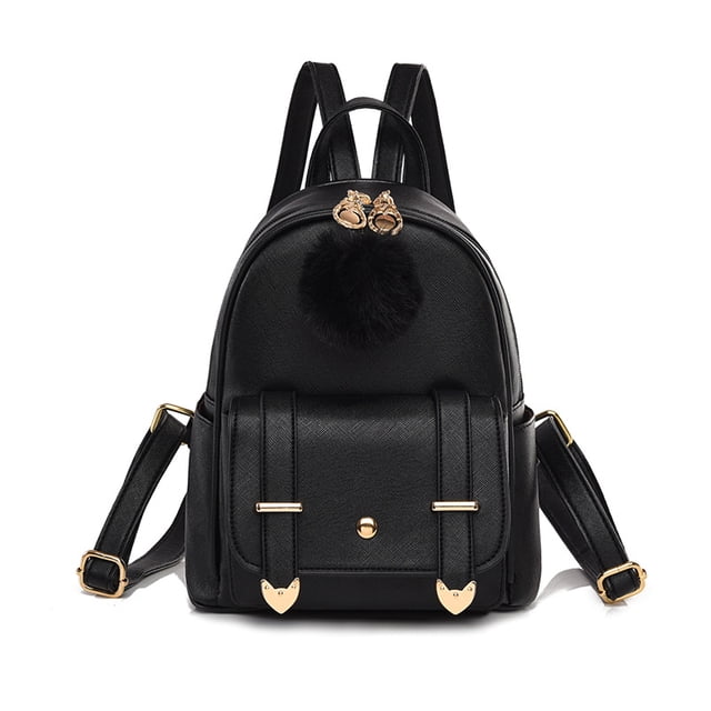 PRIYAL Fashion Backpack Mini Backpack Purse for Women Purses PU Leather Pompom Backpack Shoulder Bag