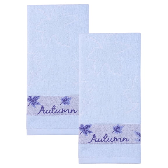 Unique Bargains Maple Leaf Jacquard Soft Absorbent Quick Dry Towels Blue 2pk