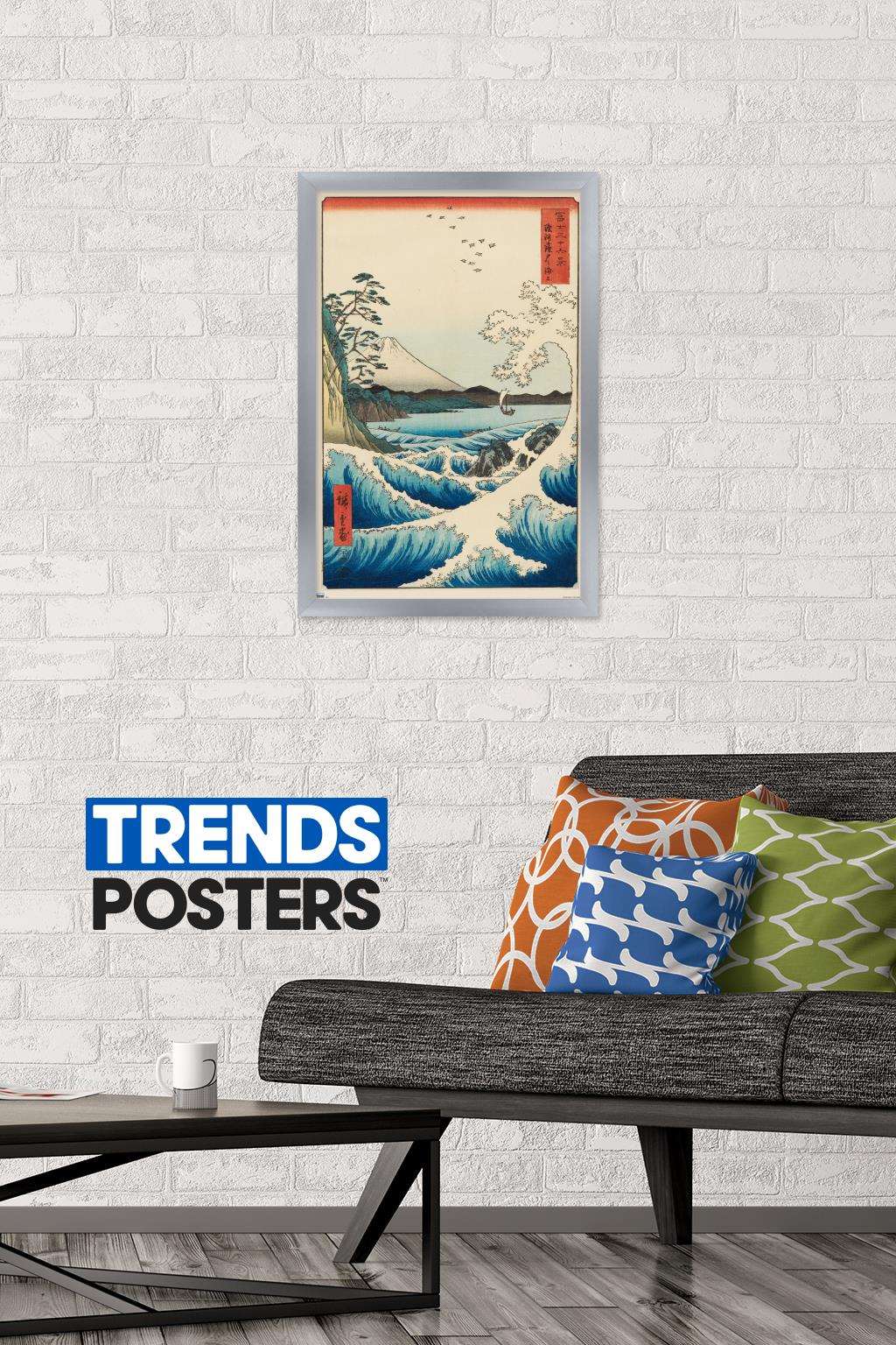 Hiroshige - The Sea at Satta Wall Poster, 14.725" x 22.375", Framed