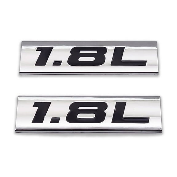 2PCS Chrome and Black 1.8L Metal Emblem Badges – Racing Sport Replacement Decals
