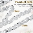thumbnail image 2 of 11 Yard Sequins Trim Ribbon 0.6 Inch Sequin Gimp Braid Trim Spangle Flat Sequins for Crafts Sewing Clothes Home Party Decoration, Silver, 2 of 7